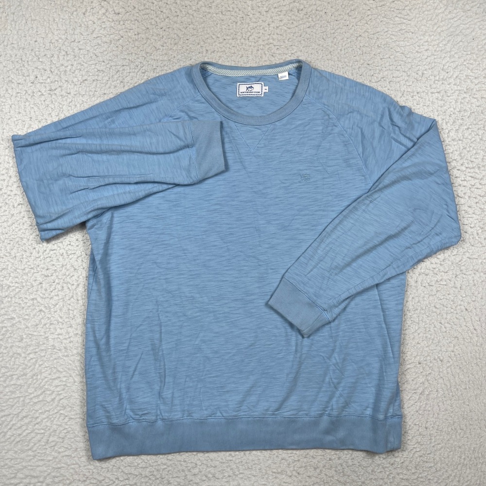 Southern Tide Sweatshirt Mens XL Blue Slub Knit Raglan Coastal Preppy Nautical